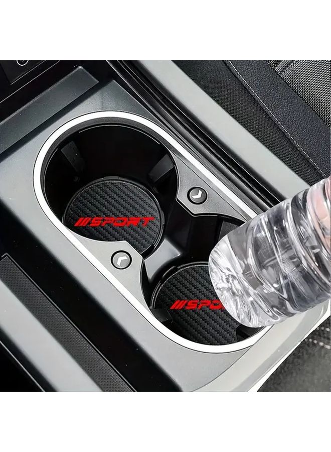 White Carbon Fiber Textured Faux Leather Car Coasters Set Of 2 For BMW Toyota Volkswagen Honda Hyundai - Image 4